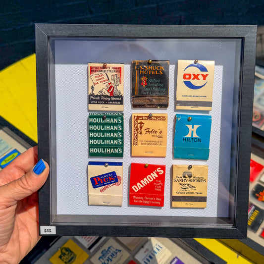 Vintage Framed Matchbook Shadow Box - B