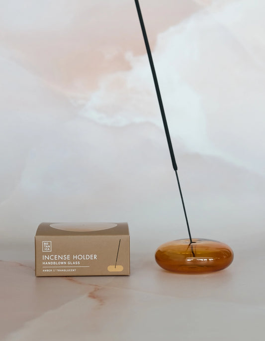 Glass Bubble Incense Burner - Translucent Amber.