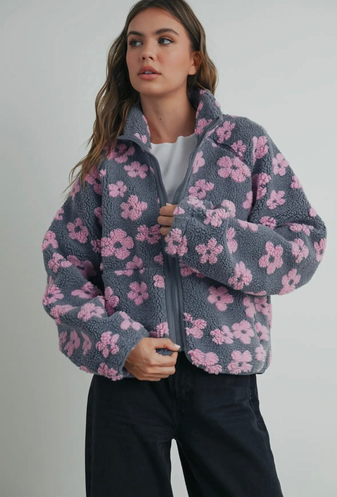 Purple Daisy Fleece Jacket