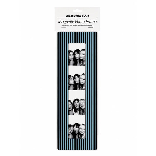 Magnetic Vintage Photobooth Frame - Brown Blue Stripes.