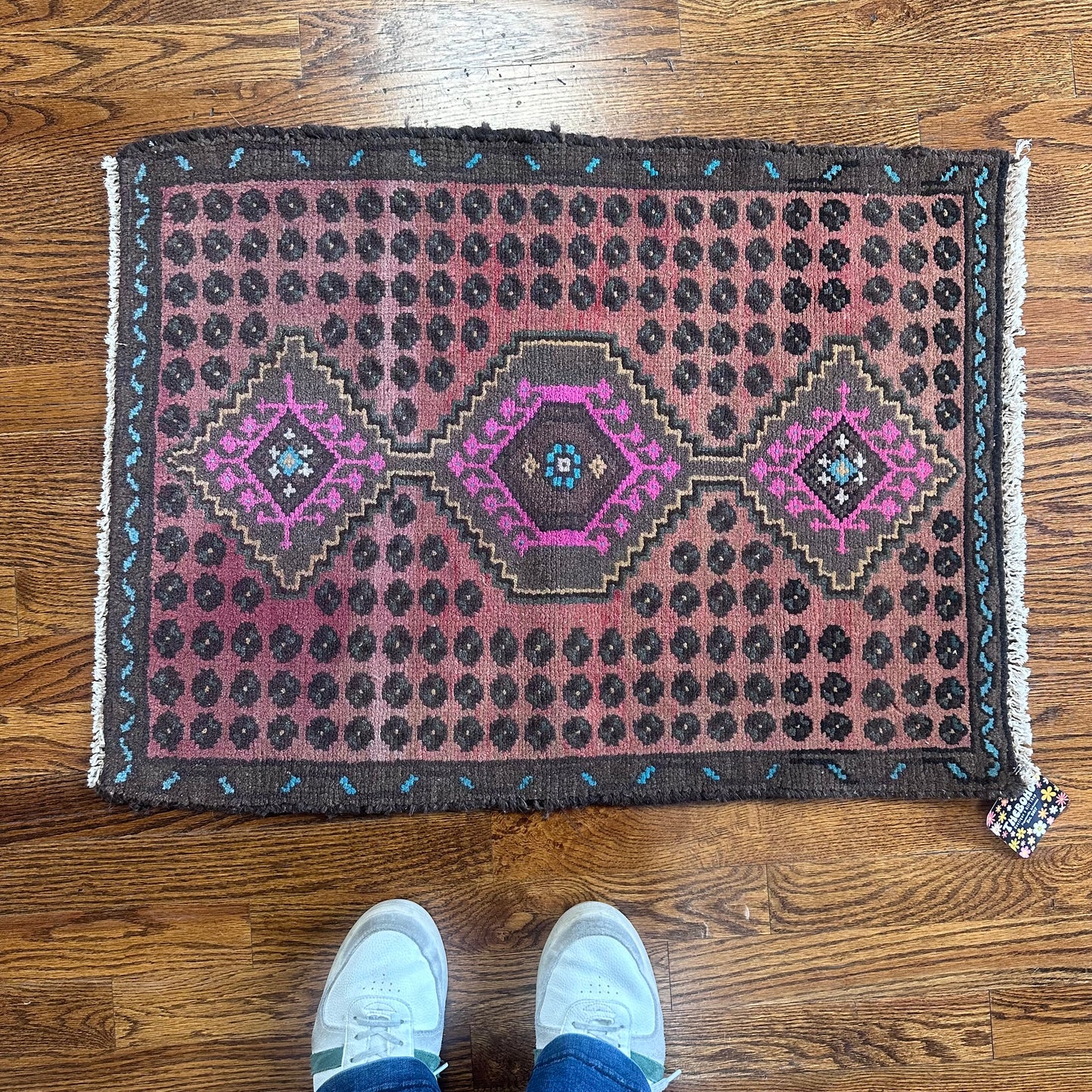 Vintage Wool Rug • 1.1ft x 2.6ft