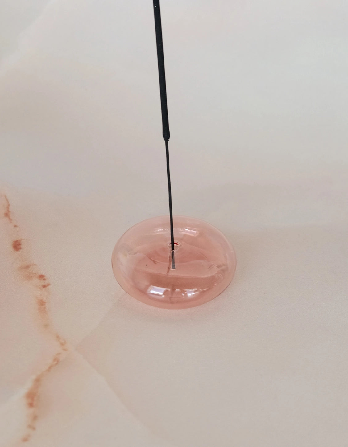 Glass Bubble Incense Burner - Translucent Light Pink.