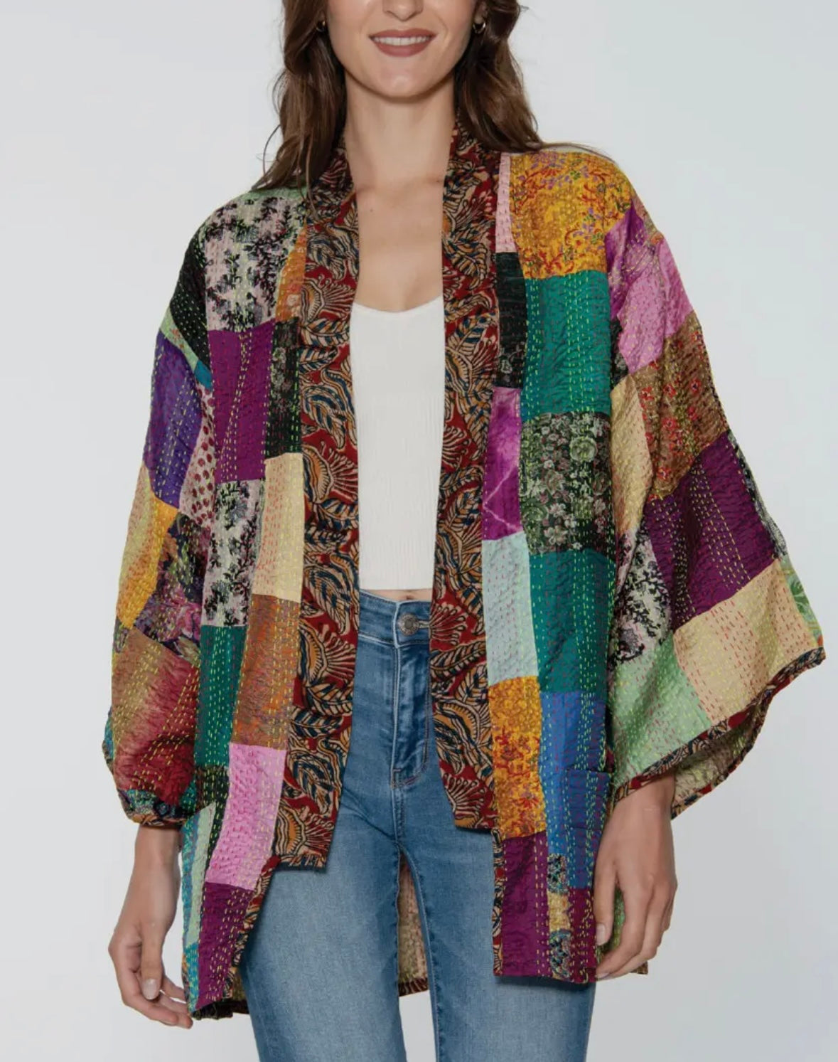 Reversible Silk Kantha Kimono Jacket