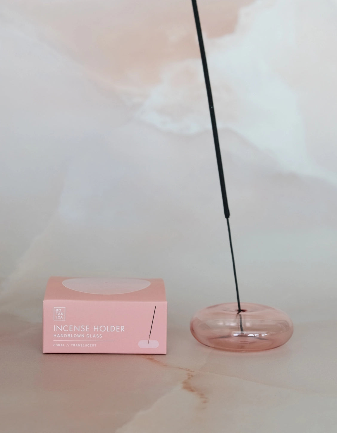 Glass Bubble Incense Burner - Translucent Light Pink.