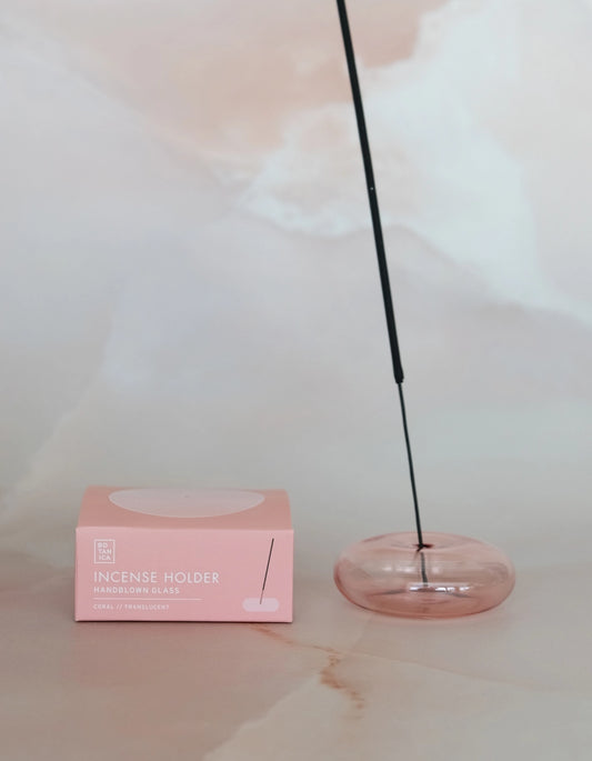 Glass Bubble Incense Burner - Translucent Light Pink.