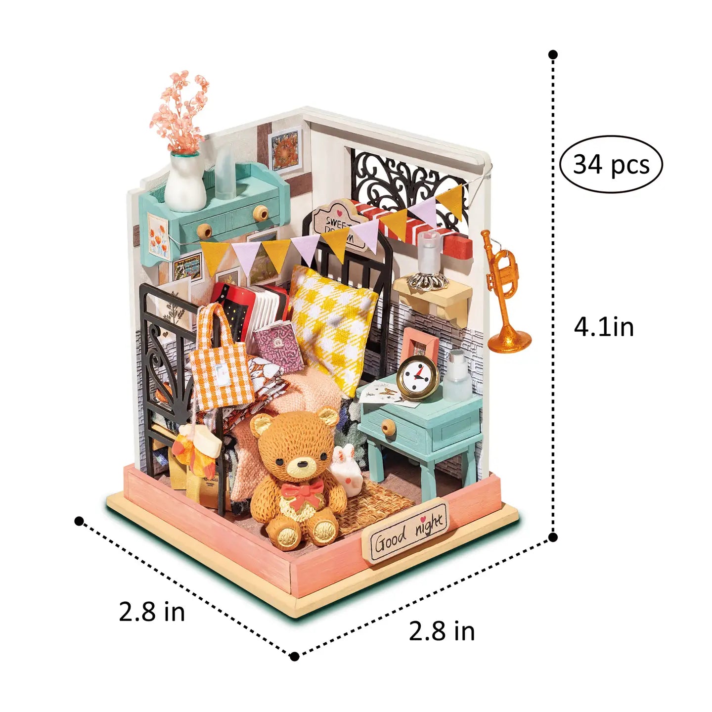 DIY Miniature House Kit: Sweetsreams Bedroom