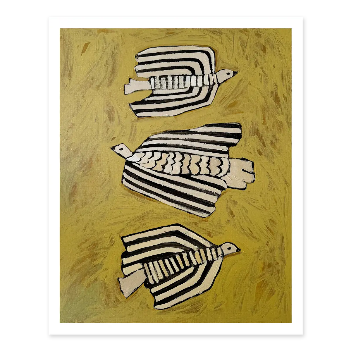 Three Striped Birds Print