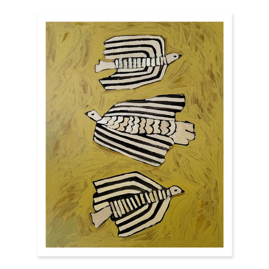 Three Striped Birds Print