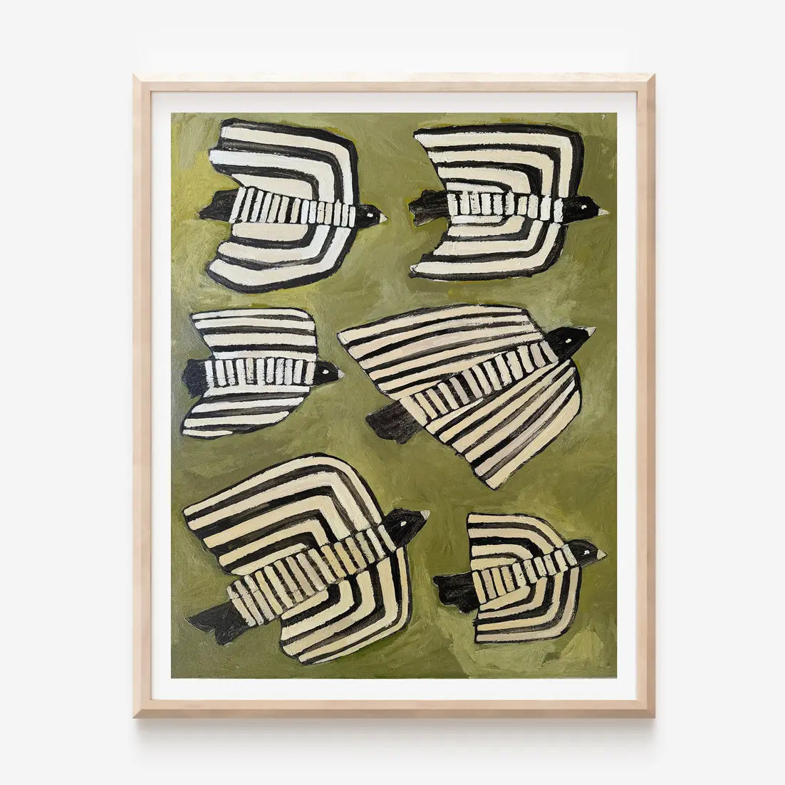 Six Striped Birds Print
