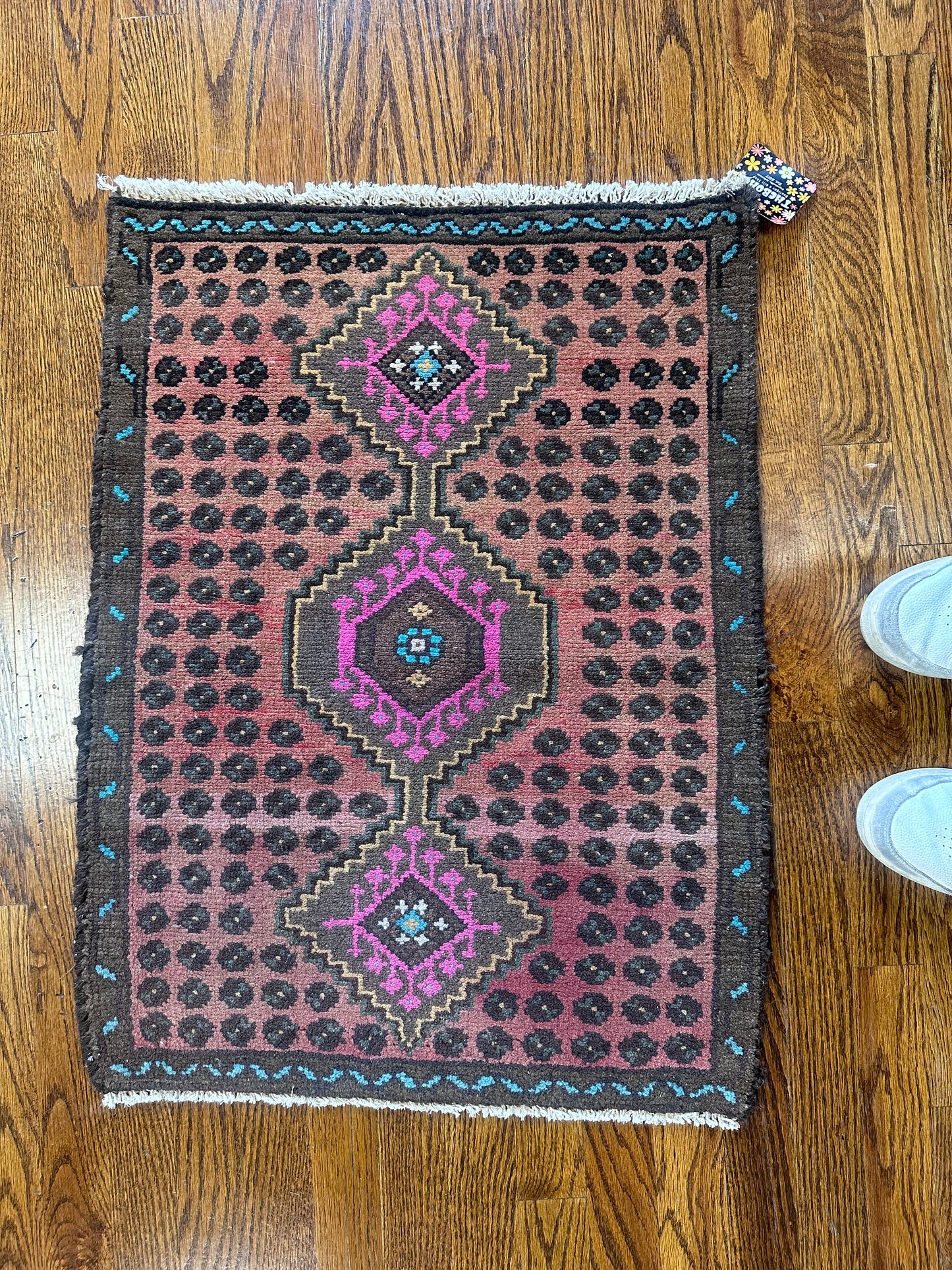 Vintage Wool Rug • 1.1ft x 2.6ft