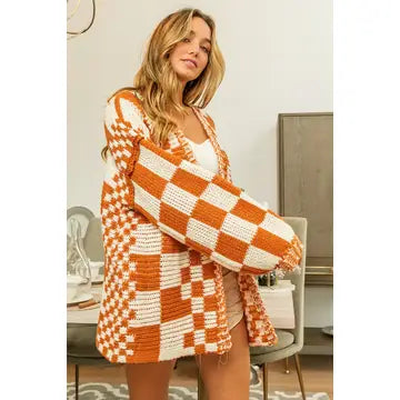 Mixed Check Oversized Cardigan.
