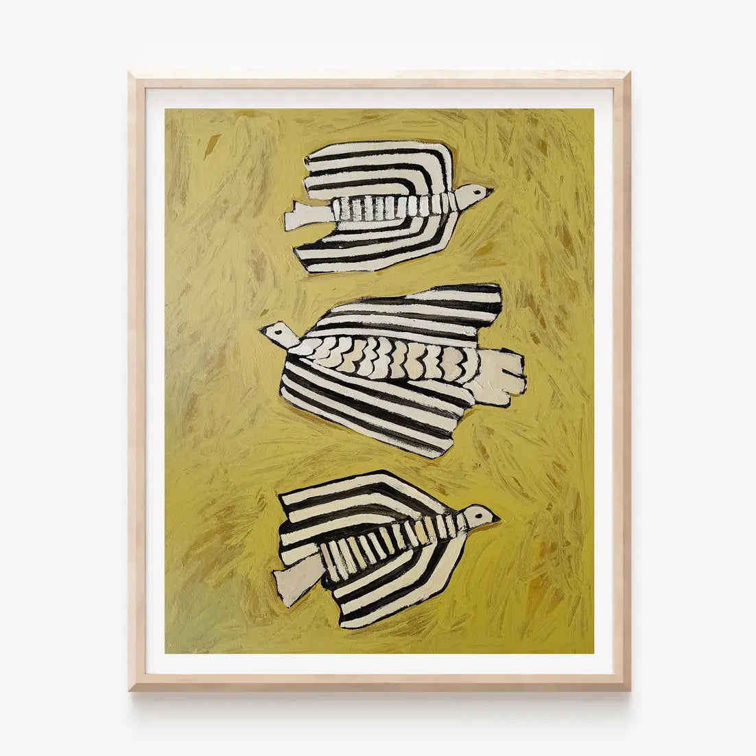 Three Striped Birds Print