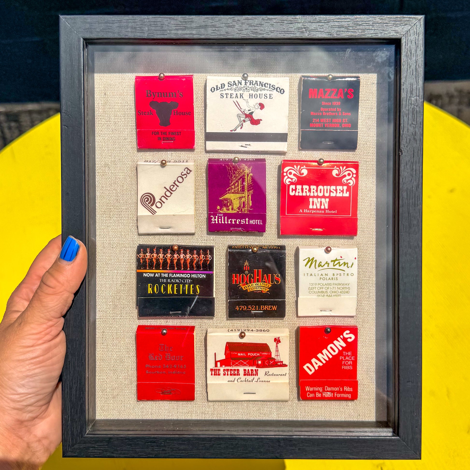 Vintage Framed Matchbook Shadow Box - F.
