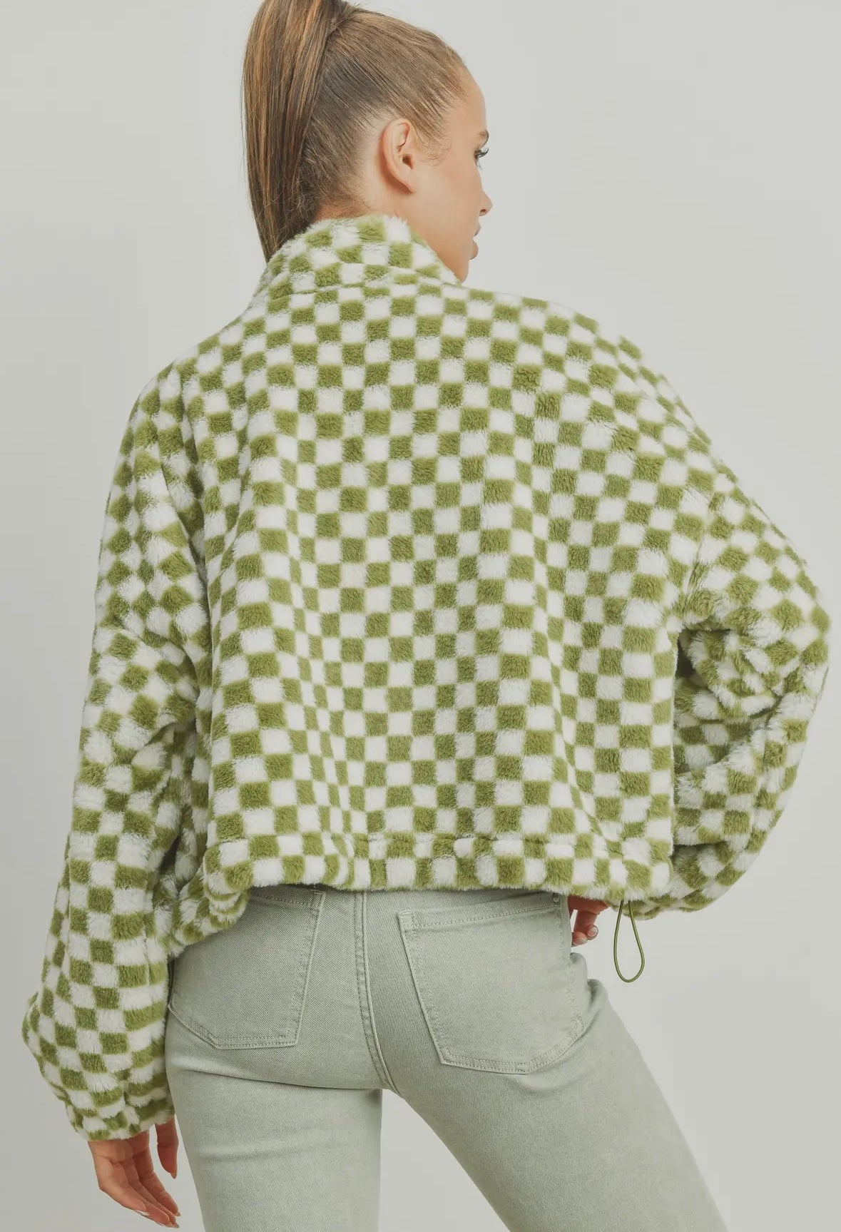 Green Checkered Teddy Jacket