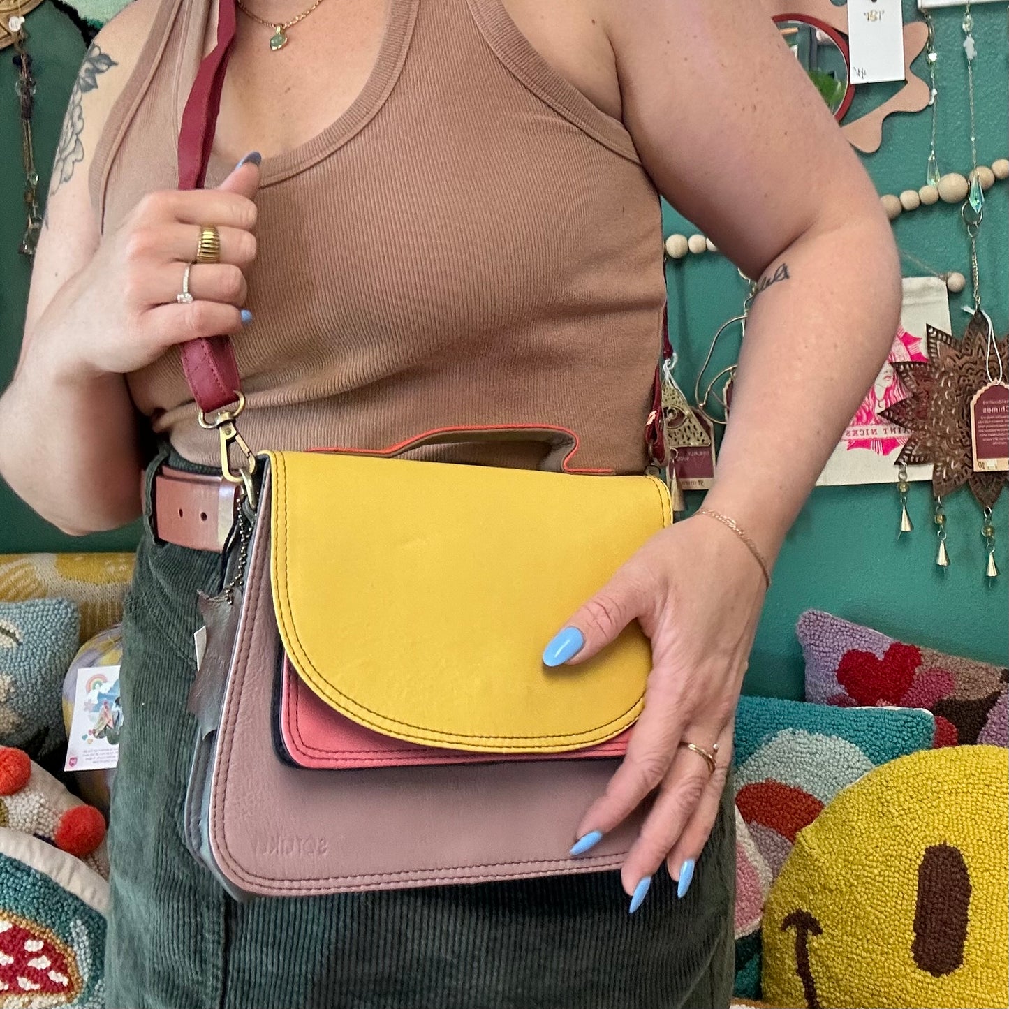 Recycled Leather · Handmade Crossbody Bag - The Emily