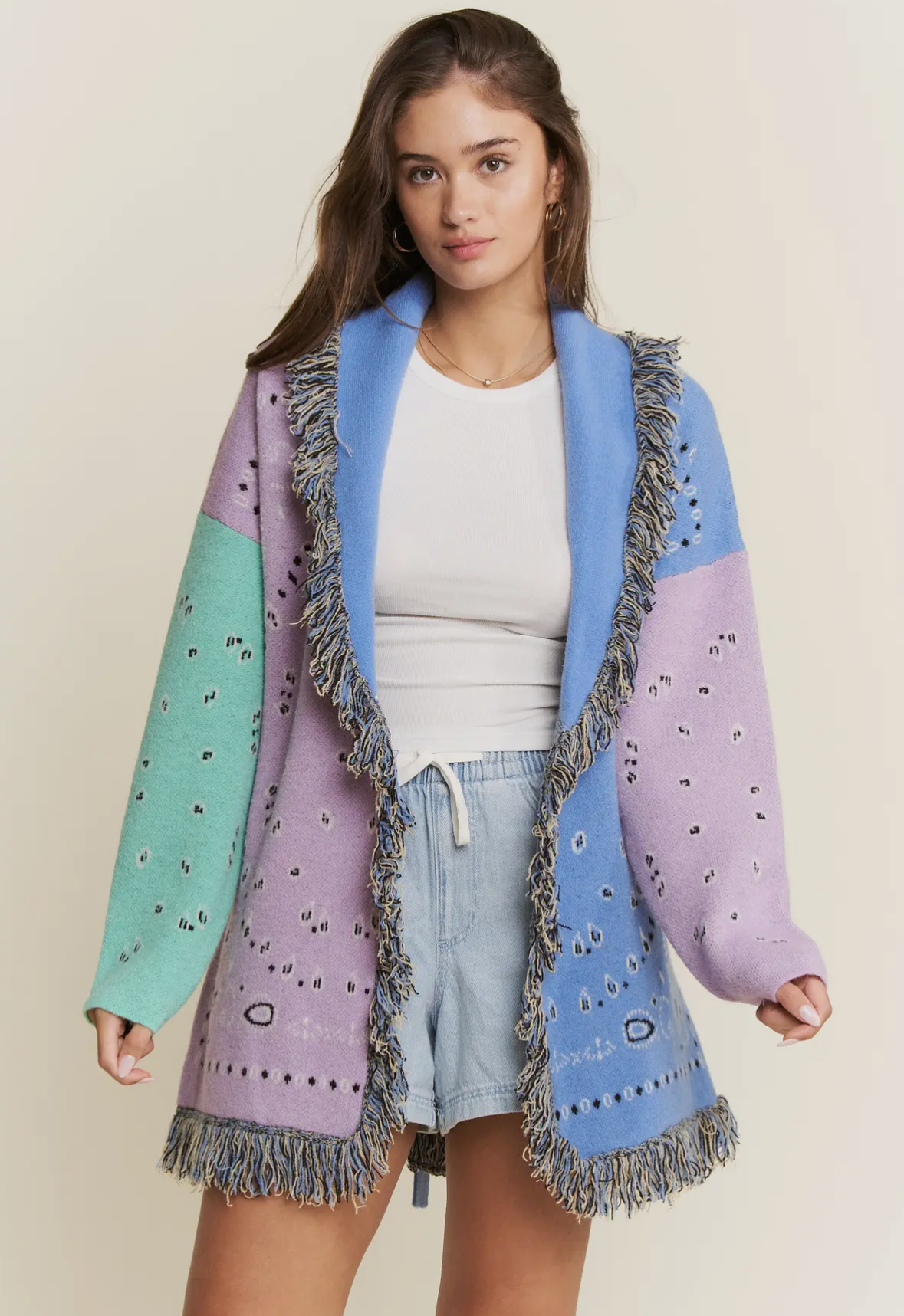 Paisley Print Robe Cardigan