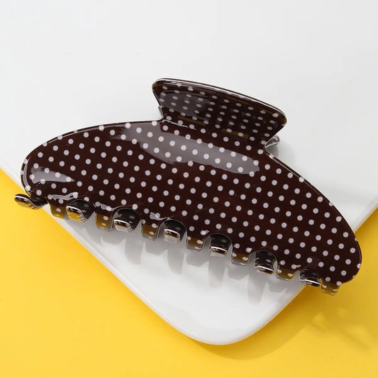 Polka Dot Hair Clip - Brown