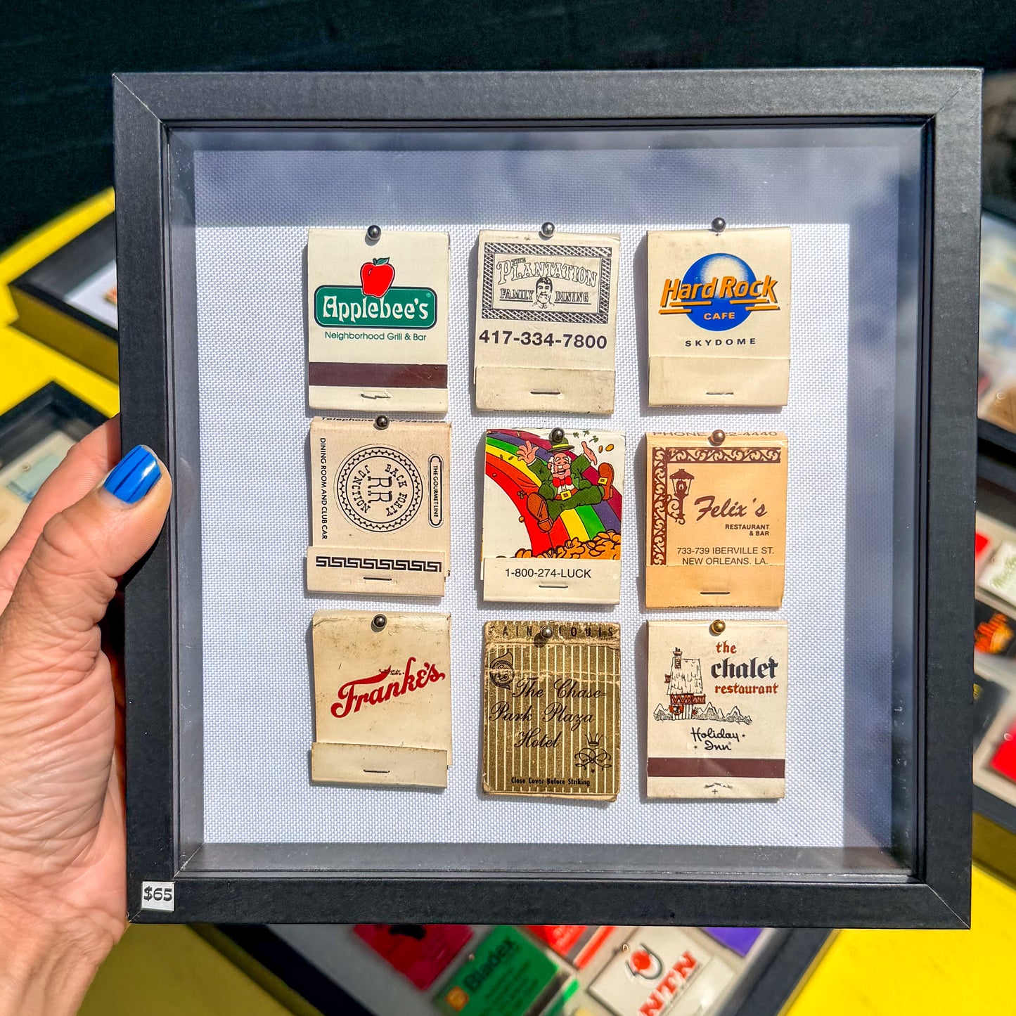 Vintage Framed Matchbook Shadow Box - A