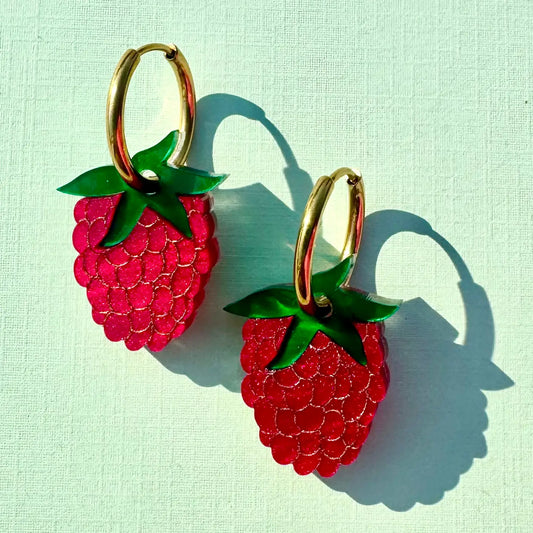 Raspberry Earrings.