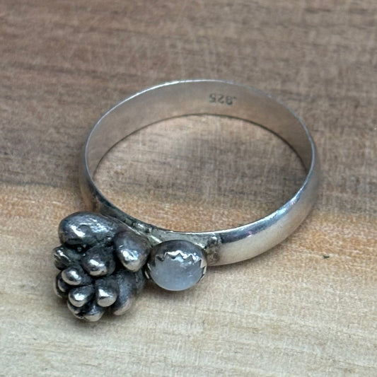 Sterling Silver Succulent + Moonstone Ring