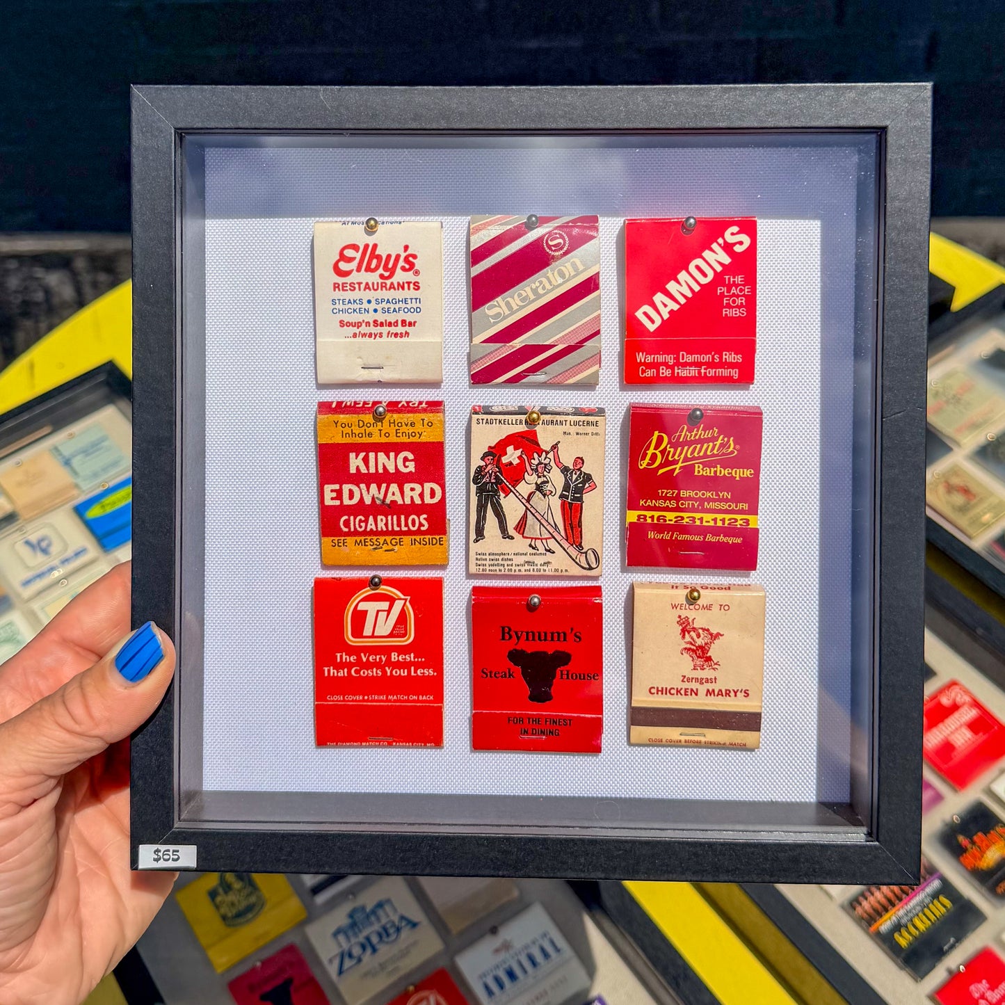 Vintage Framed Matchbook Shadow Box - C