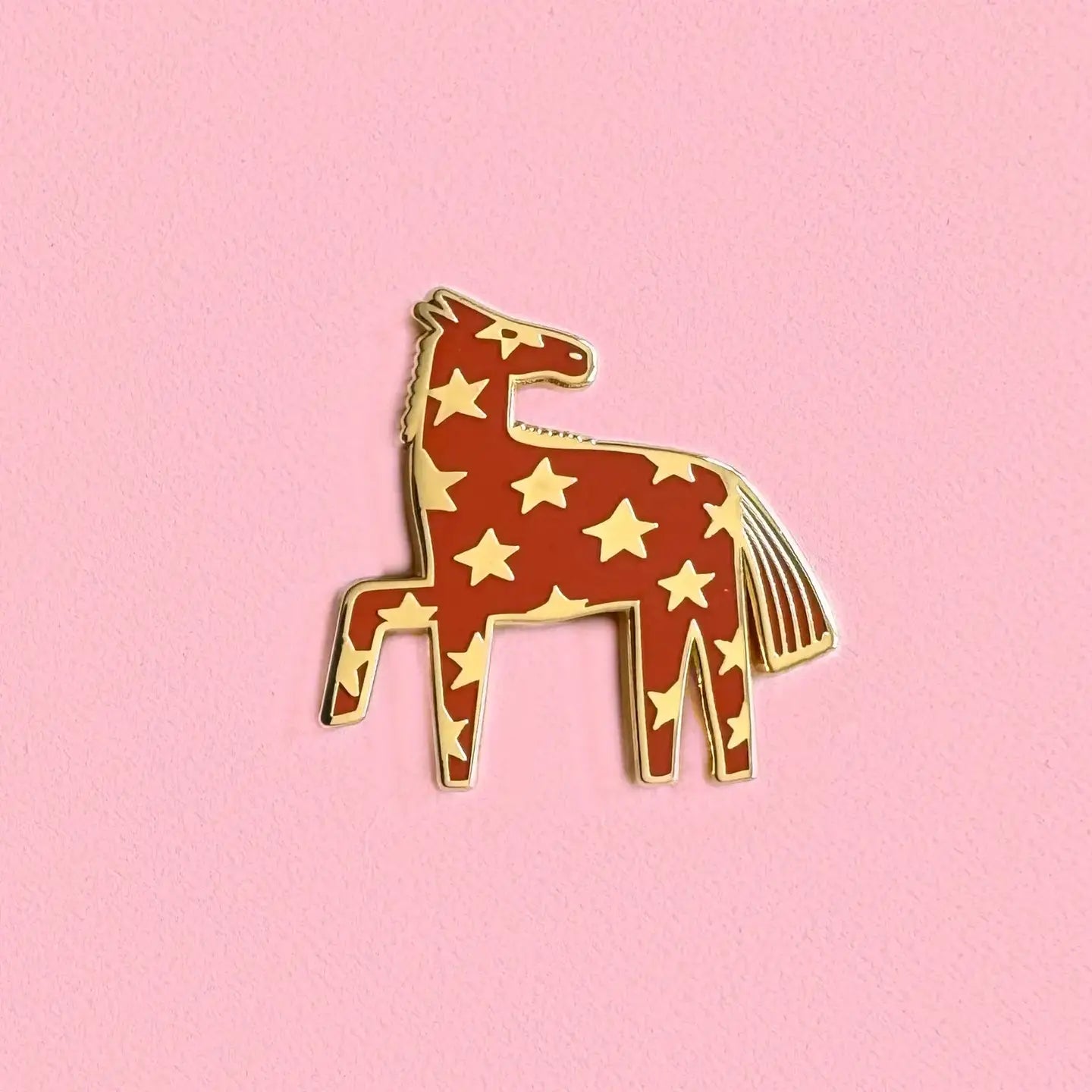 Orange Horse Enamel Pin