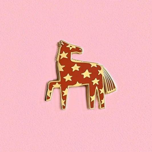 Orange Horse Enamel Pin