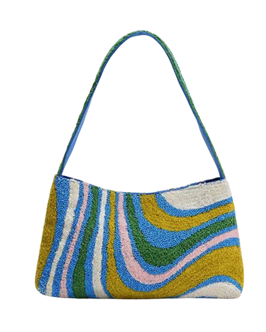 The Oceanic Wavefront Tufted & Beaded Shoulder Bag