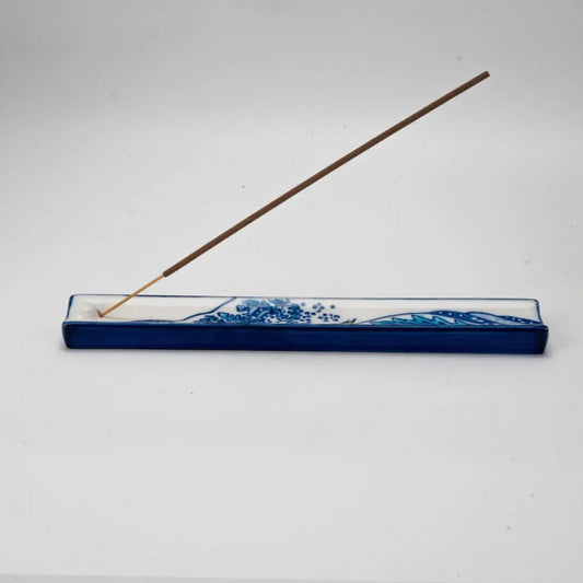 Ceramic Incense Burner - Great Wave in Blue
