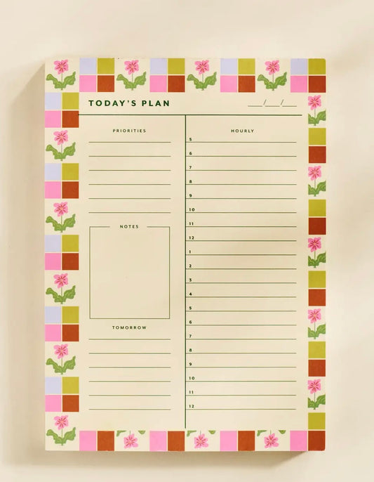 Checkered Flower Daily Planner Notepad