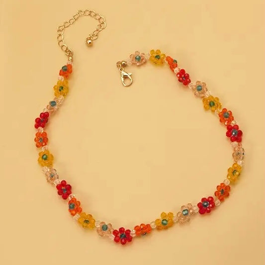 Beaded Choker Flower Necklace