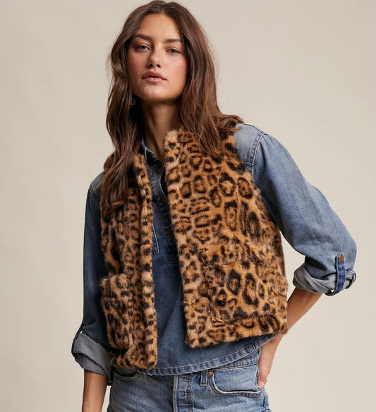 Faux Fur Leopard Vest