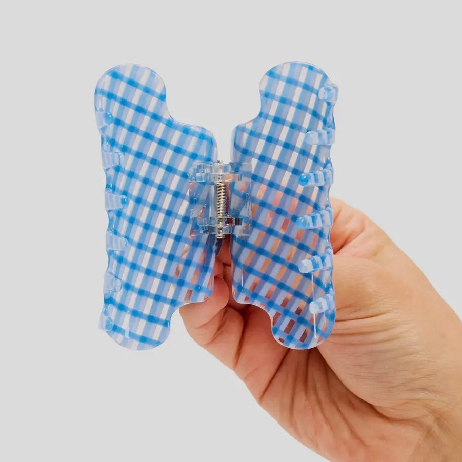 Baby Nimbus Claw Clip in Blue Lattice