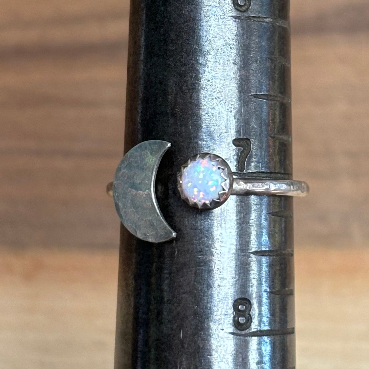 Star Gazer Adjustable Silver + Opal Ring