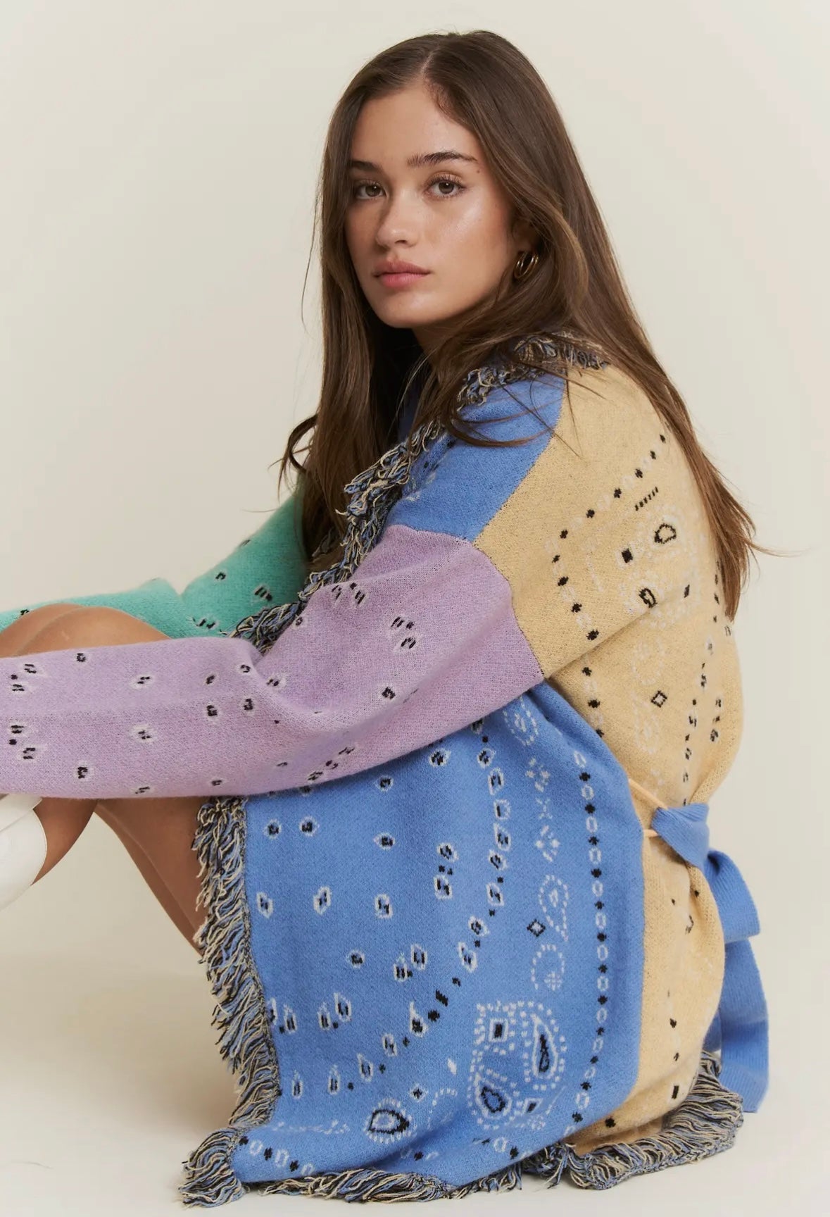 Paisley Print Robe Cardigan