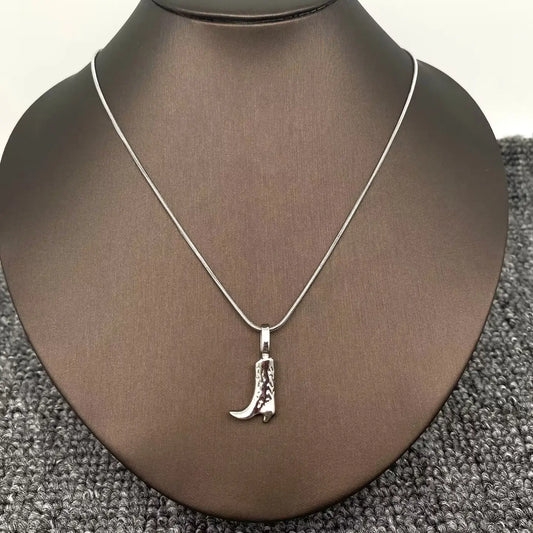 Silver Cowboy Boot Necklace