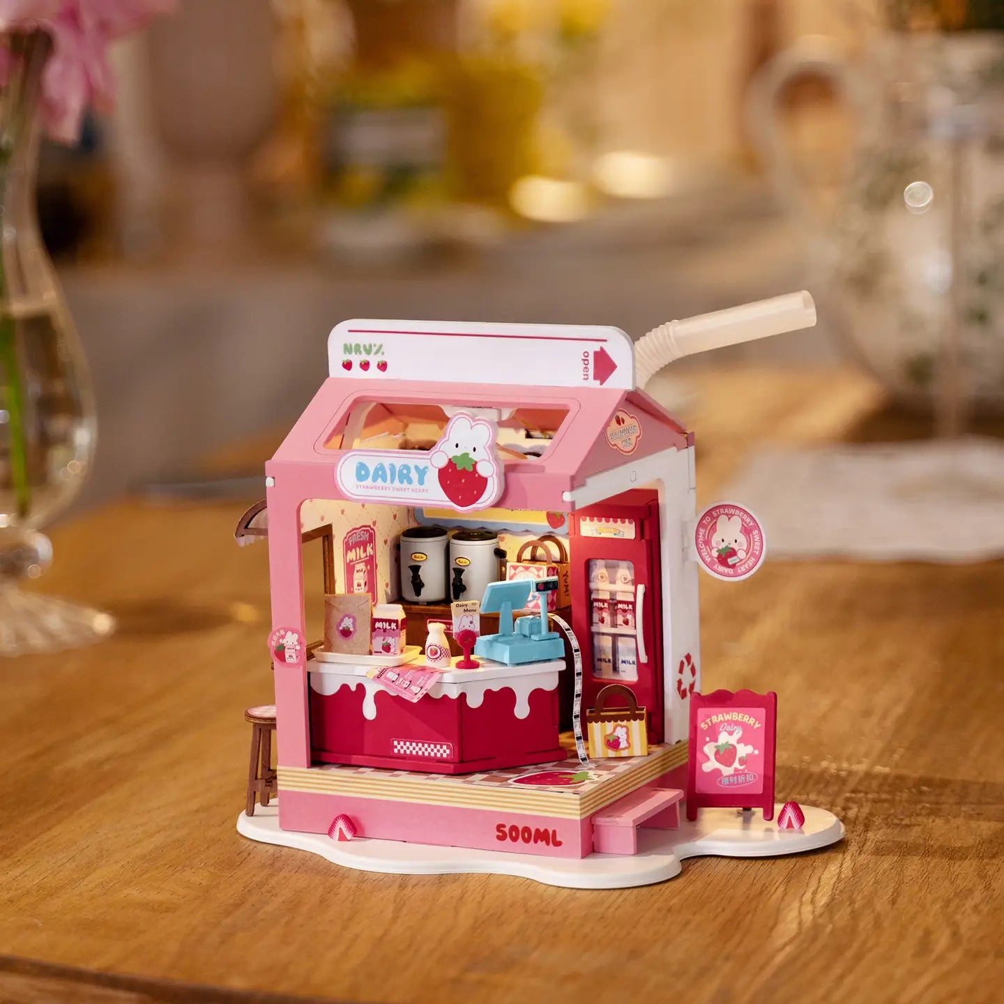 Diy Miniature House Kit: Strawberry Milk Box