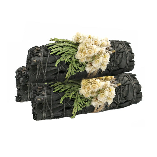 Midnight Bloom Floral White Sage Smudge Stick (4 in.)
