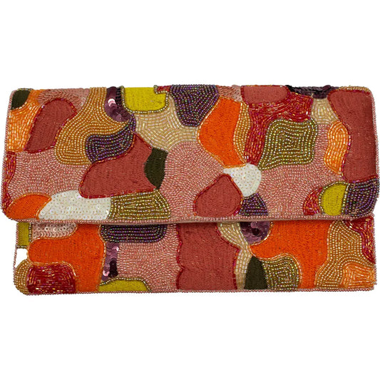 Abstract Warm Beaded Clutch