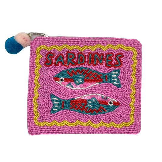 Sardines Beaded Coin Pouch