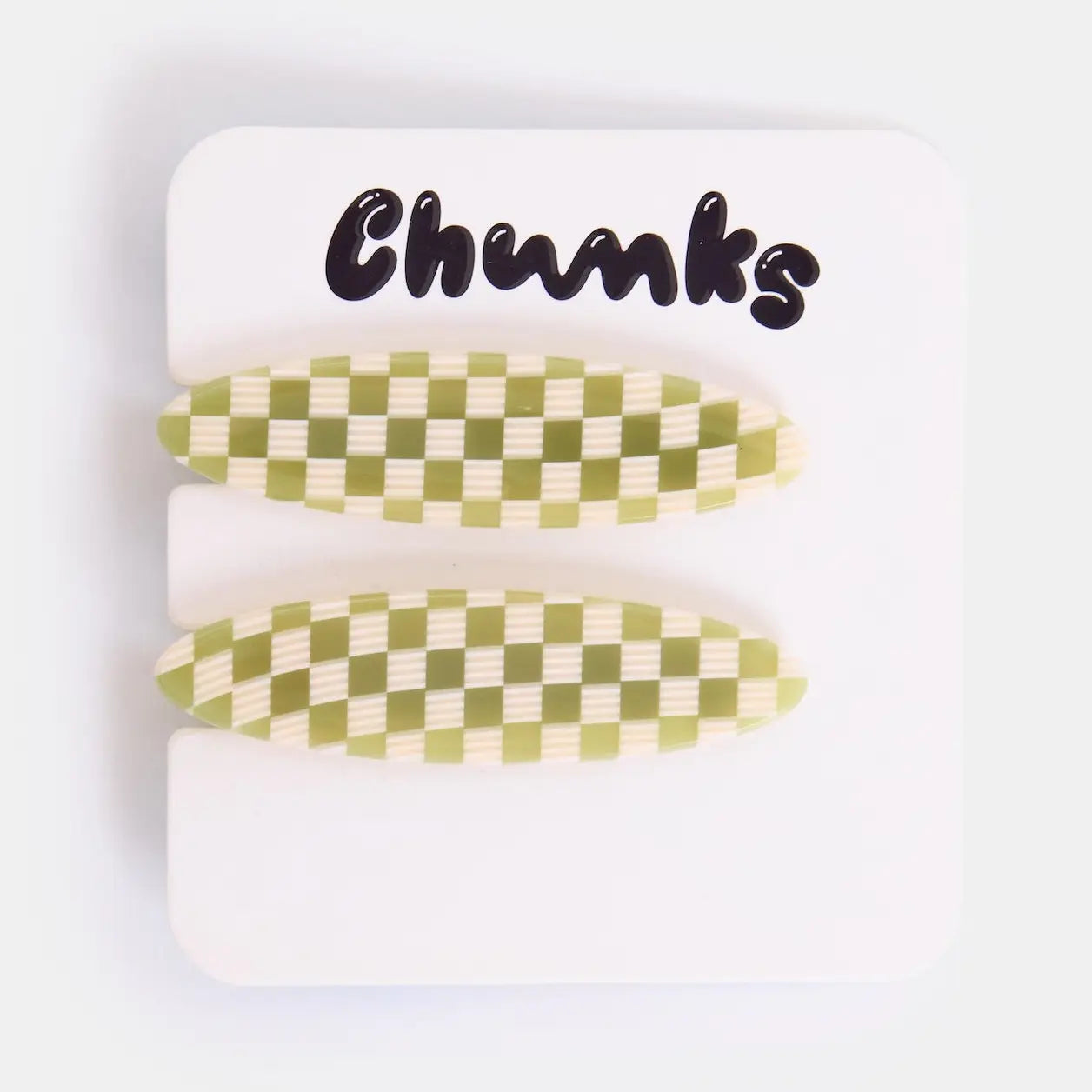 Allie Clips in Oval Olive Check