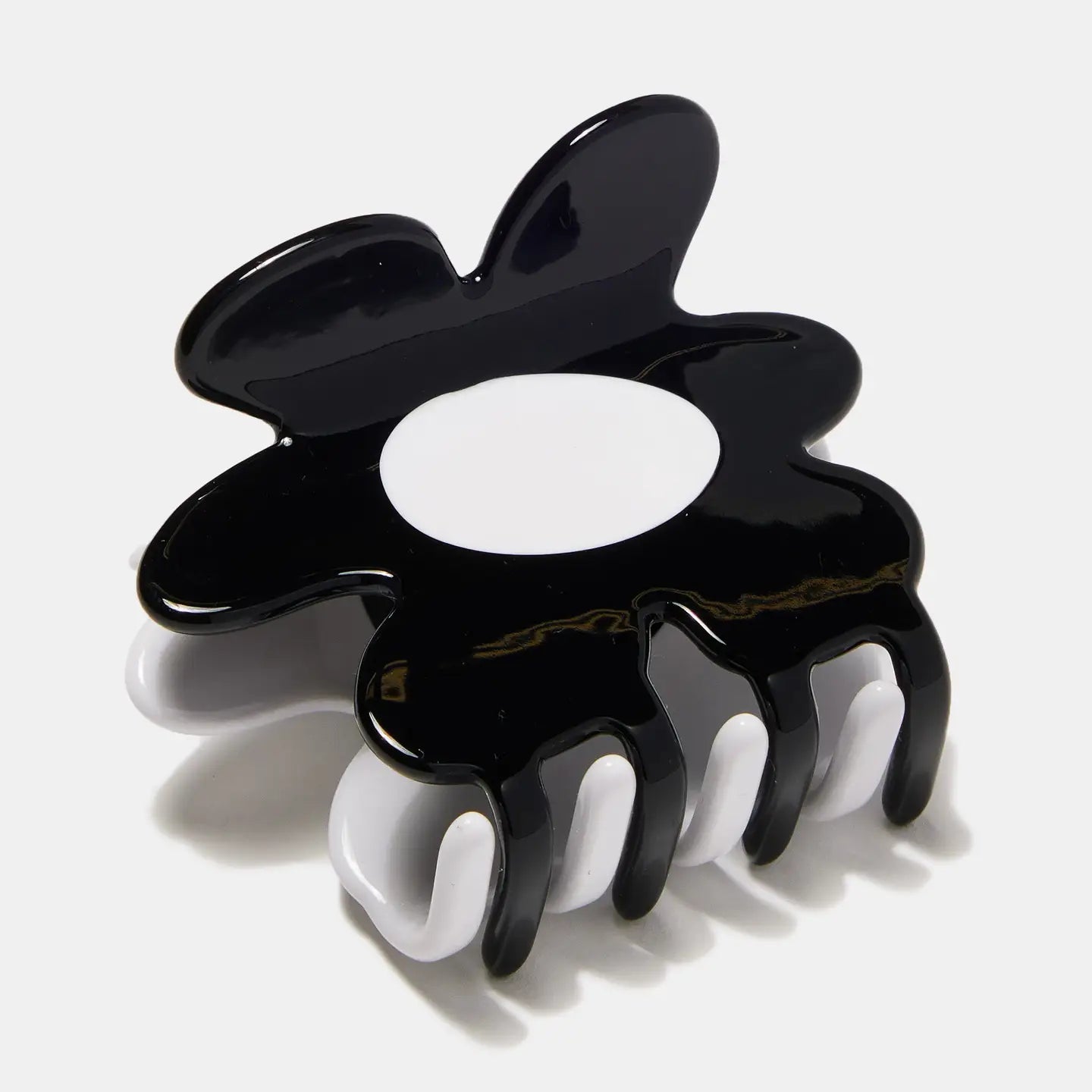 Black + White Flower Claw Clip