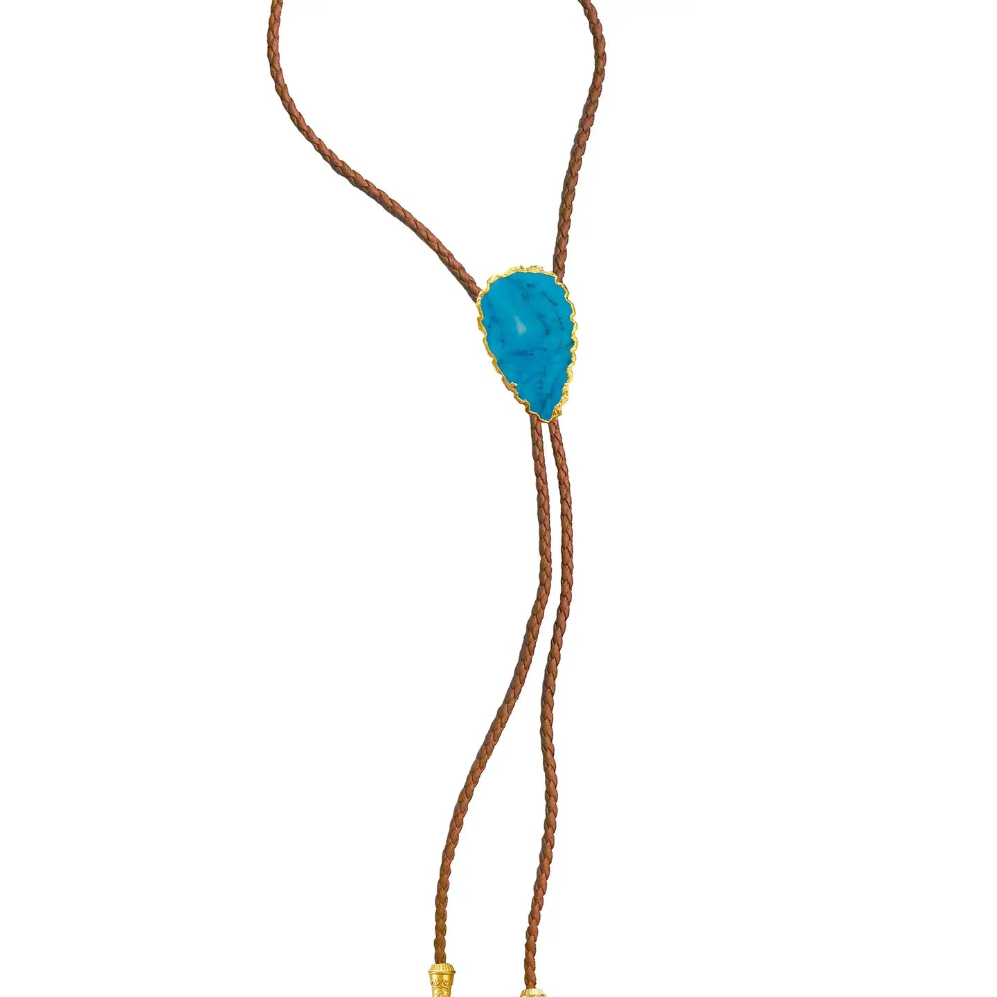 Turquoise Bolo Tie With Brown Leather