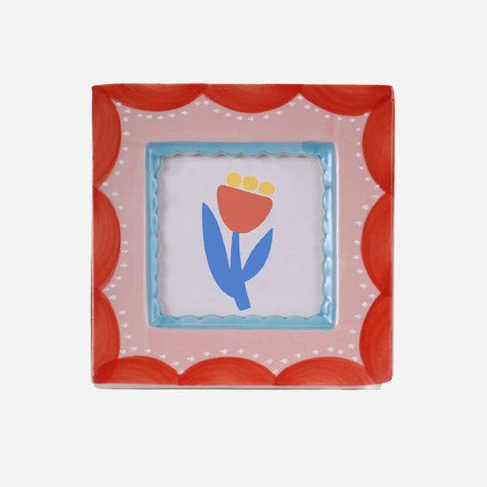 Red Scallop Hand-Painted Ceramic Photo Frame