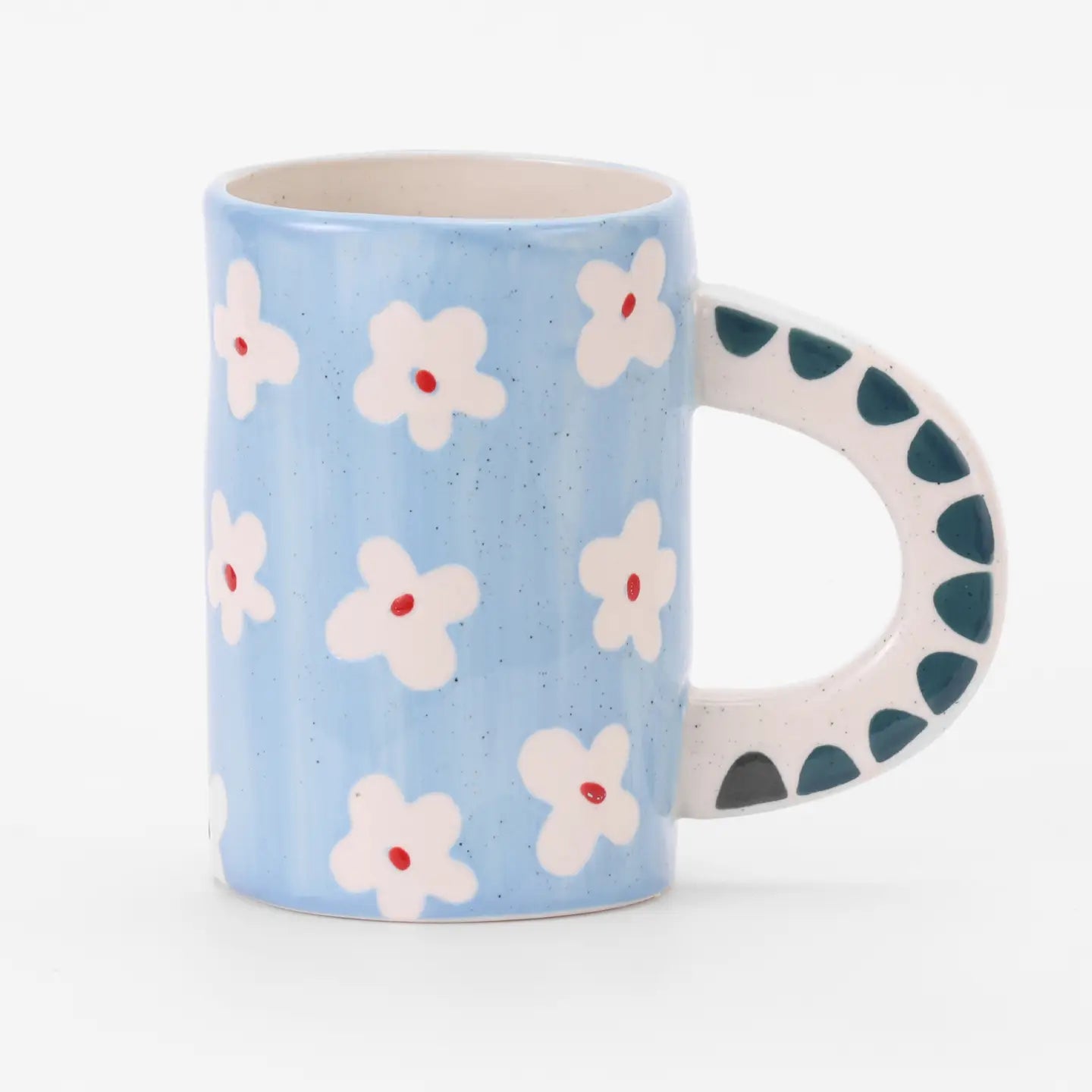 Handmade Ceramic Coffee Mug - Blue Flowers