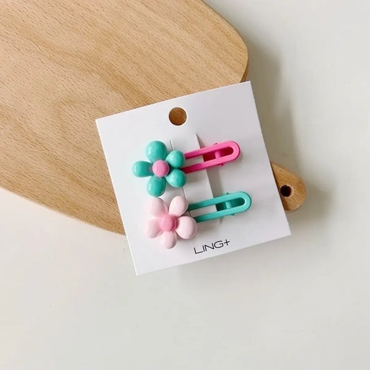 Flower Hair Clip Set - Cotton Candy