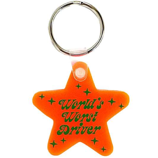 World's Worst Driver Star Shaped Vinyl Keychain