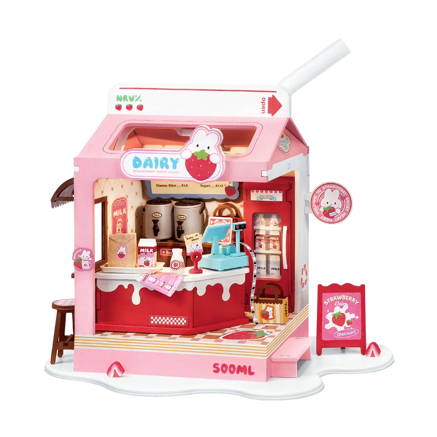 Diy Miniature House Kit: Strawberry Milk Box