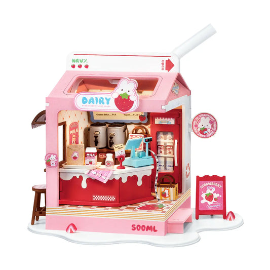 Diy Miniature House Kit: Strawberry Milk Box
