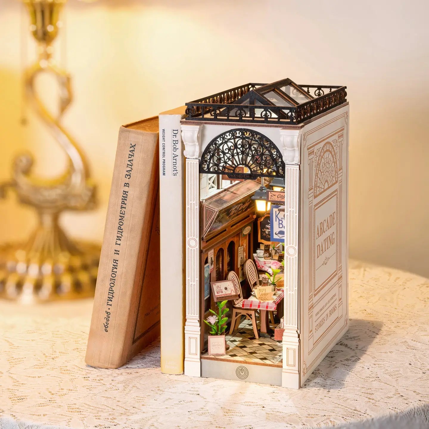 Diy Book Nook Kit: Paris Arcade Date with Dust Cover